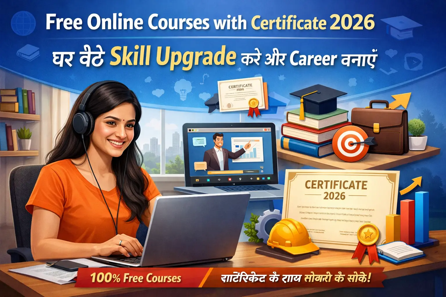 Free Online Courses with Certificate 2026 - घर बैठे Skill Upgrade करें और Career बनाएं