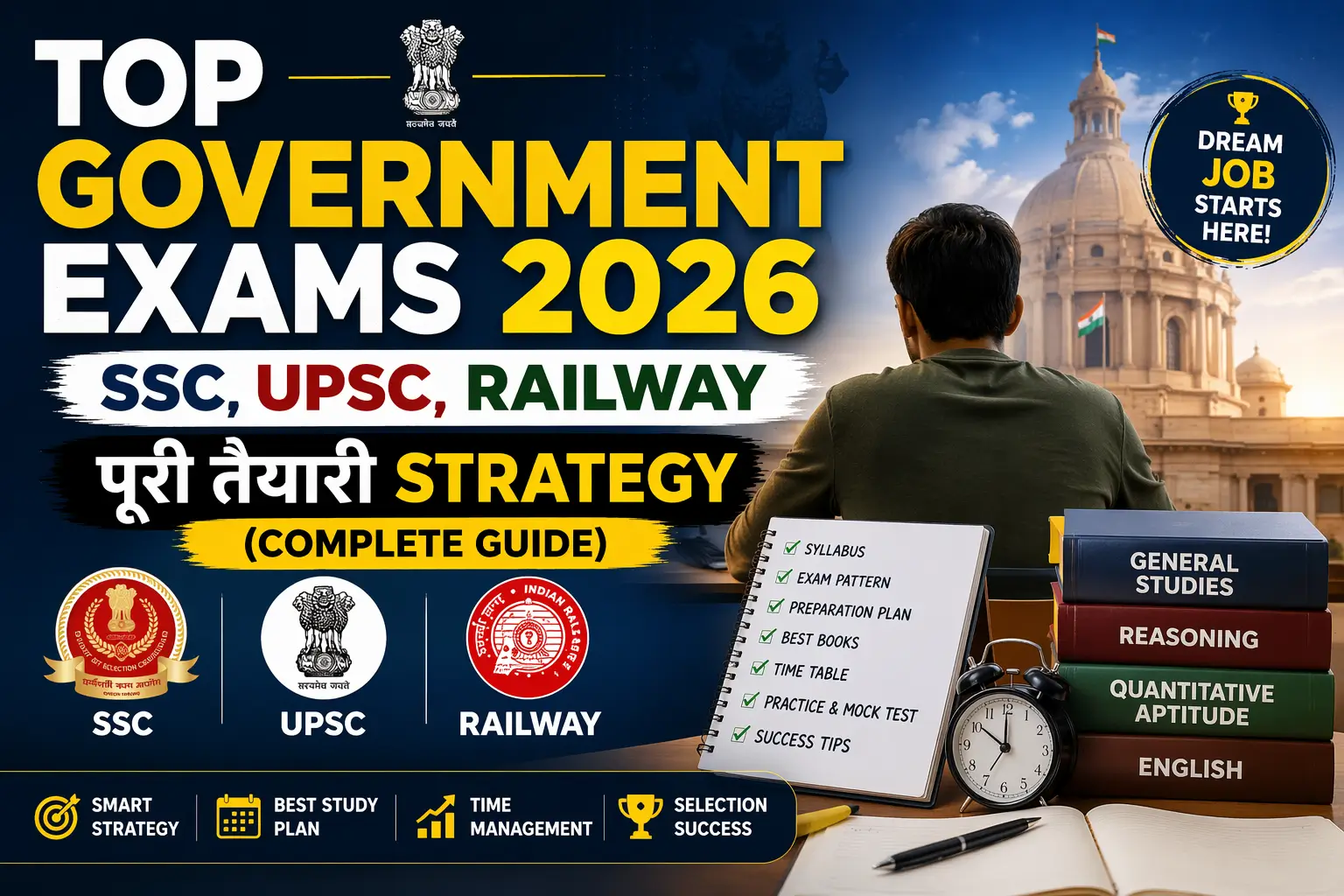 Top Government Exams 2026: SSC, UPSC, Railway - पूरी तैयारी Strategy (Complete Guide)